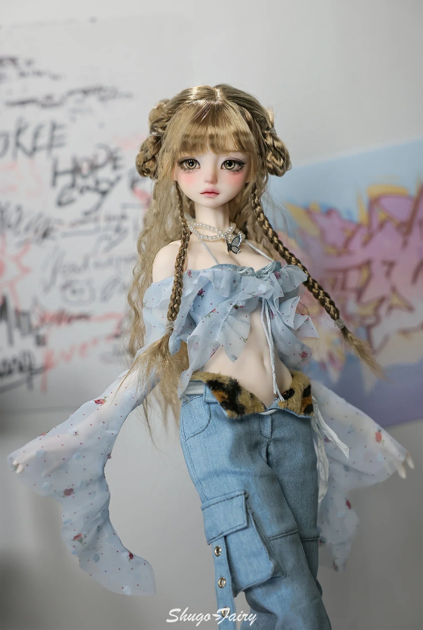 Shugafairy Kikyou D 1/4 BJD Doll – Fullset Street Girl with Big Chest, Summer Carnival Y2K Style Ball-Jointed Fashion Doll Toy