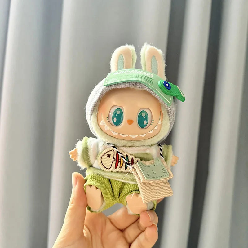 17cm Labubu Idol Dolls Clothes - Kpop EXO DIY Accessories, Cute Mini Plush FEAR Hoodie Se