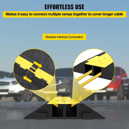 SucceBuy 2-Channel Cable Protector Ramp – Heavy-Duty Rubber & PVC Cord Cover, 11,000 lb Capacity for Driveways & Traffic Areas