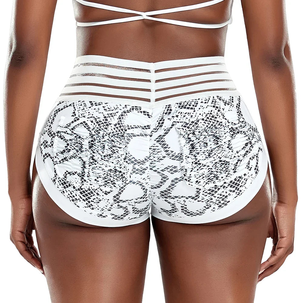Animal Printed High Waist Yoga Shorts: Women's Fitness Leggings with Scrunch Butt - Breathable Gym Workout Jogging Clothes