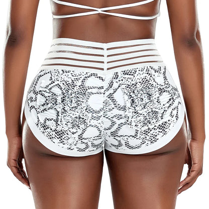 Animal Printed High Waist Yoga Shorts: Women's Fitness Leggings with Scrunch Butt - Breathable Gym Workout Jogging Clothes