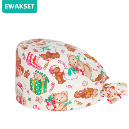 Unisex Soft Scrub Cap – Cartoon Print Surgical Hat for Men and Women, Operating Room Nursing Accessories