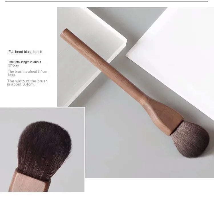 New European Vintage Wood Handle Makeup Brush – High-Quality Walnut Soft Powder, Blush & Foundation Contour Brush
