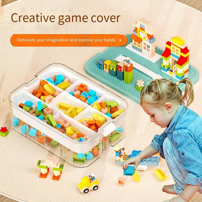 2 Layer Storage Box for Building Blocks - Transparent Toy Organizer with Lid, Stackable, Ideal for Children’s Toys, First Aid Kit, and Medicine