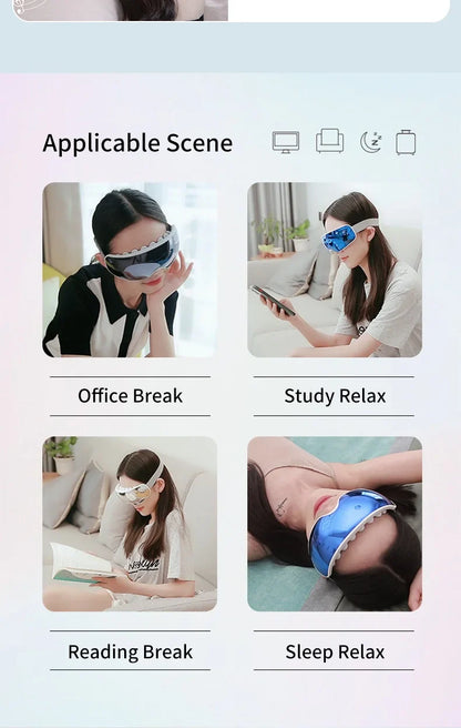 Eye Massager with Acupoint Vibration & Hot Compress | Bluetooth Music Eye Care Device