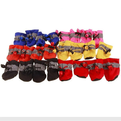 Anti-Slip Waterproof Pet Dog Shoes Set: Rain Boots for Small Cats & Dogs - Puppy Booties Footwear (4pcs)