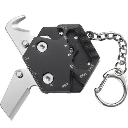 Multifunctional Hexagon Coin Outdoor EDC Tool: Folding Coin Knife Keychain Screwdriver Pocket Gear