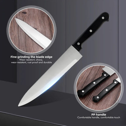 15-Piece Chef Knife Set – Stainless Steel Kitchen Knives with Scissors, Sharpening Rod & Solid Wood Block