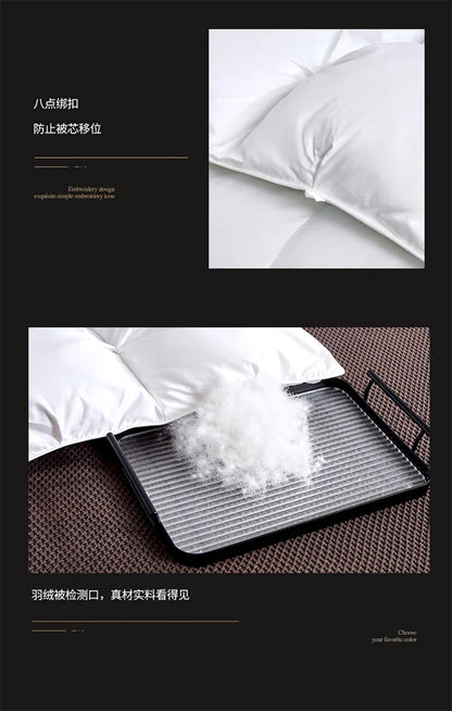 Premium White Goose Down Comforter – Winter Warm Feather Duvet, Lightweight & Cozy, Queen/King Size, Pinch Pleated 3D Design