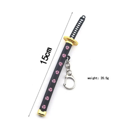 Mini Roronoa Zoro Samurai Sword Keychain - Anime Katana Buckle with Scabbard Key Ring - Cosplay Toy Jewelry Gift for Men and Women