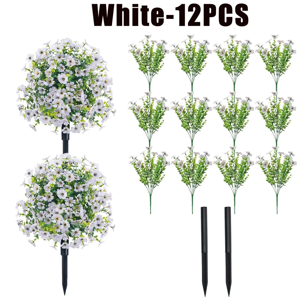 Artificial Eucalyptus Flowers - Faux Greenery Bouquet for Weddings, Home Decor & Vase Arrangements