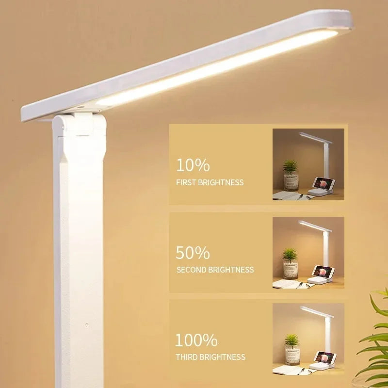 Folding LED Desk Lamp – Touch Dimmable Eye Protection Night Light for Bedroom, Bedside & Study with USB Plug-in