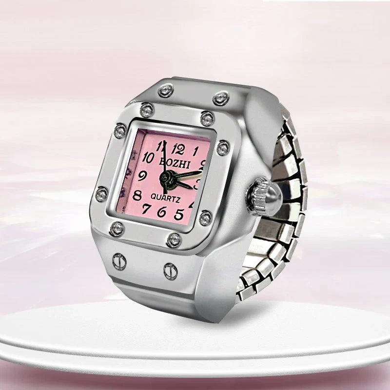 Kiss Jewelry Digital Quartz Finger Watch Ring – Mini Elastic Punk Style Clock Ring for Women, Men & Couple Teens Accessory