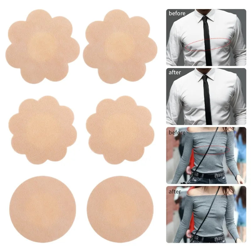 Invisible Nipple Covers - Ultra-Thin Fabric Adhesive Breast Pads for Women, Seamless Everyday Wear