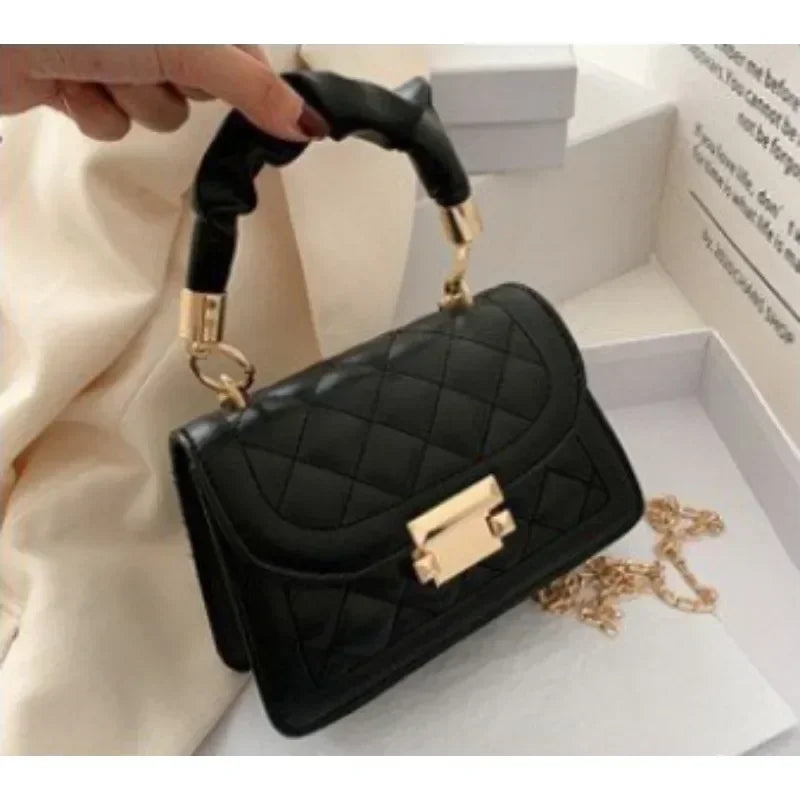 Women’s PU Leather Crossbody Bag - Stylish Rhomboid Chain Shoulder Messenger Mini Handbag