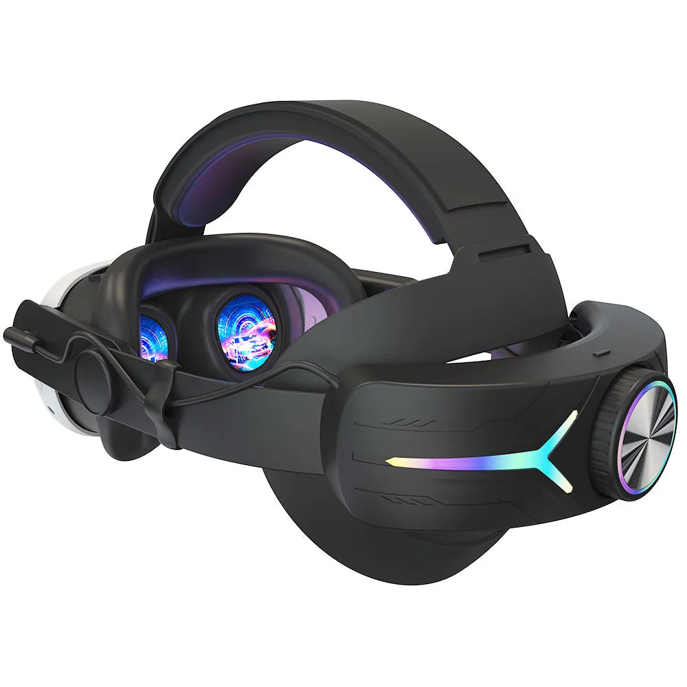 12000mAh RGB Elite Halo Head Strap with Battery for Meta Quest 3S – 25W Fast Charging VR Accessory