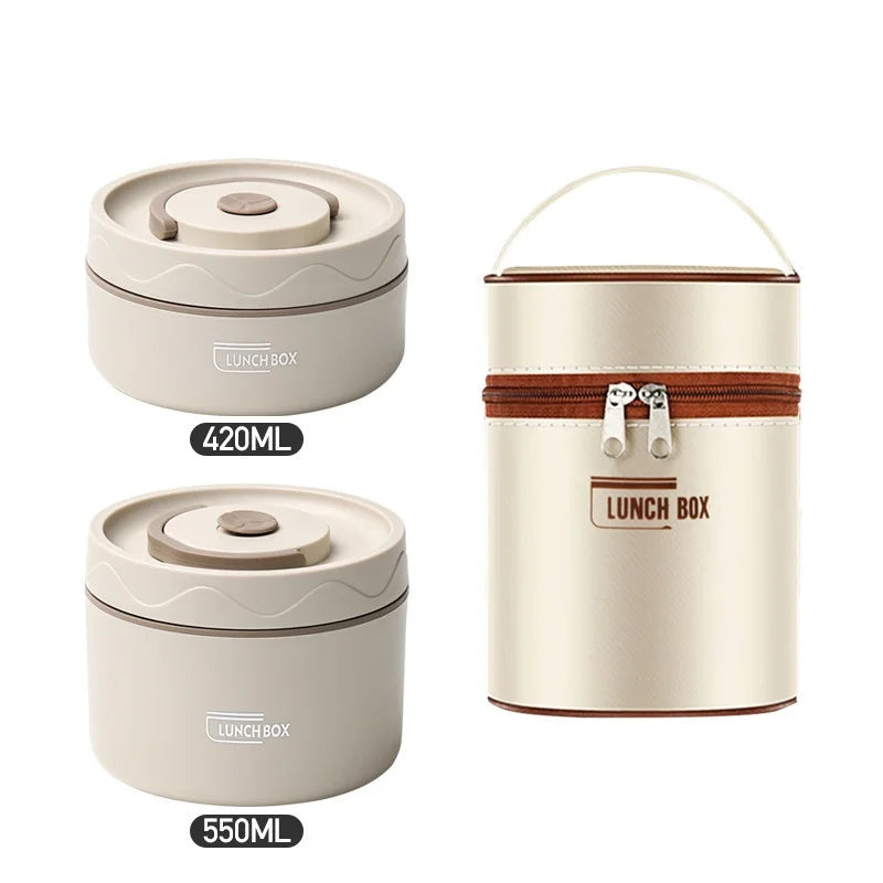 Insulated Stainless Steel Lunch Box Set - Microwavable Bento Box with Leakproof Thermal Lunch Bag, Portable Food Container