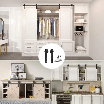 Mini Sliding Barn Door Hardware Kit: Top-Mounted Hanging Rail Hanger Track - Steel Closet Door Roller Rail for Single Doors