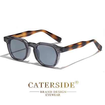 CATERSIDE Retro Punk Square Sunglasses – 2-Piece Fashion Set for Men & Women, Party & Festival Gift Glasses