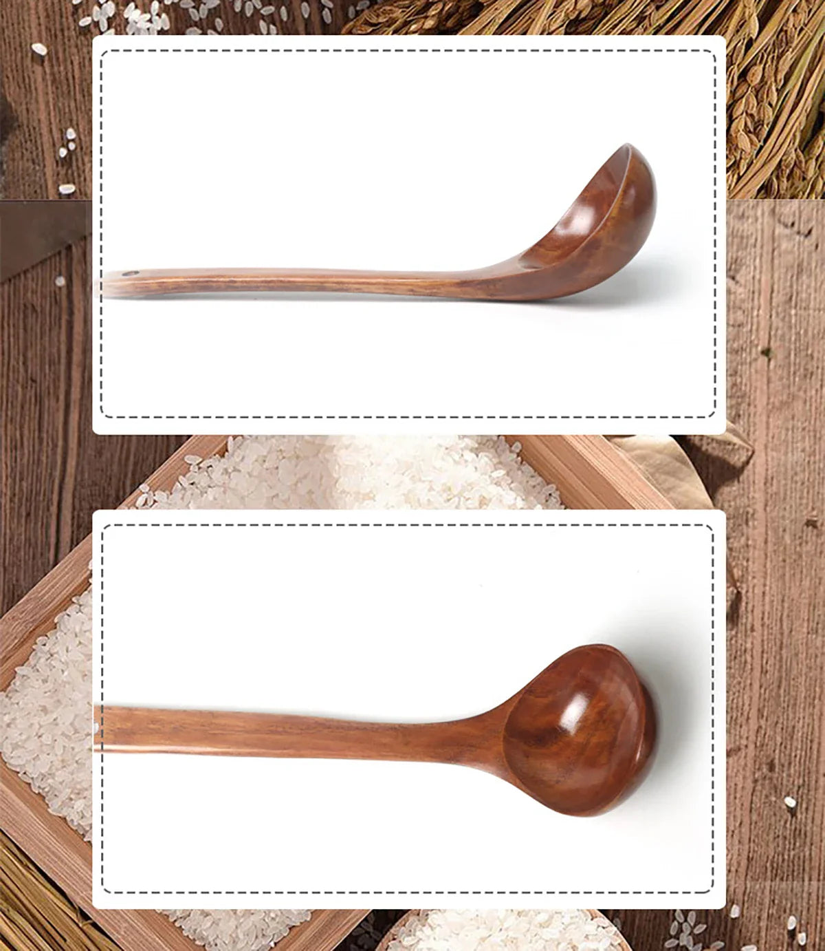 Komu Wooden Soup Ladle — Non-Stick Kitchen Utensil for Cooking, Tableware & Catering Supplies