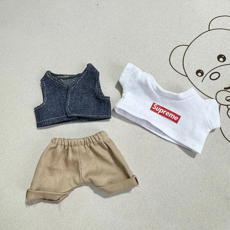 17cm Lovely Labubu Doll Clothes - First & Second Generation Supreme Clothing Set, Multi-Color Outfits