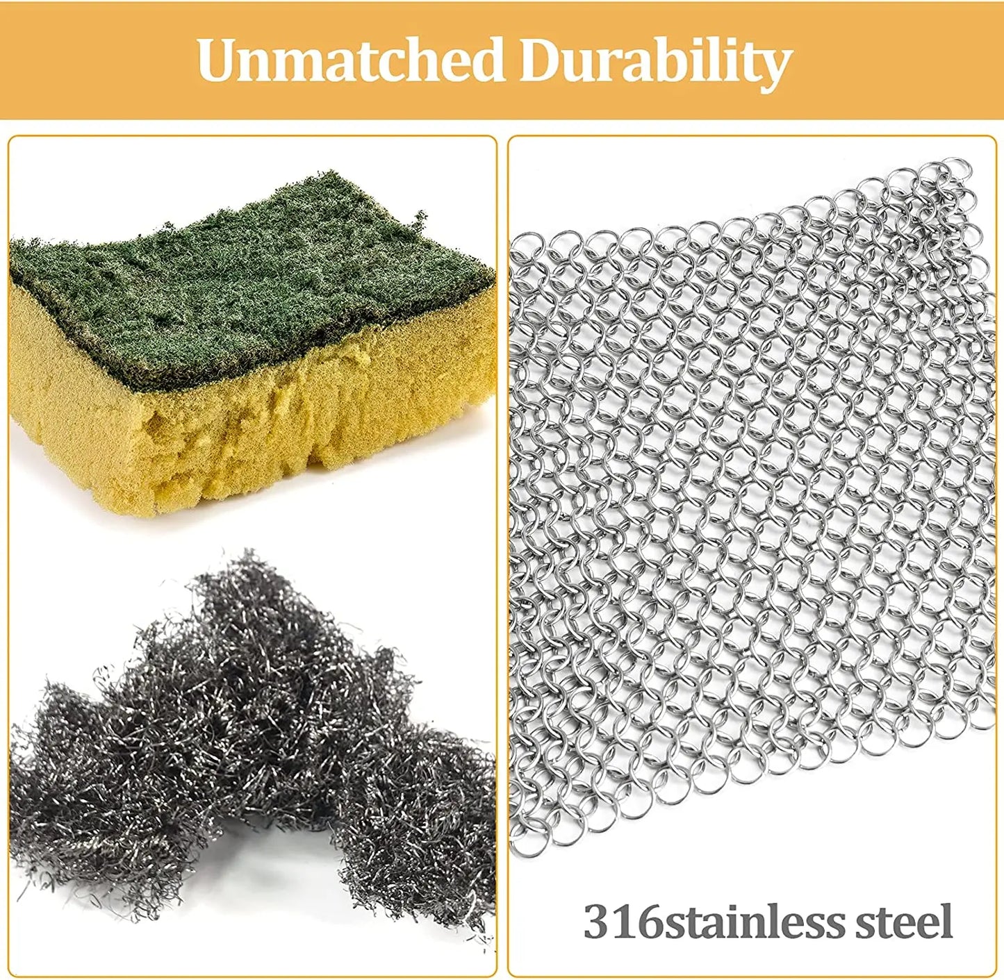 Leeseph Stainless Steel Cleaning Ring: Chainmail Scrubber Accessories for Kitchen, Reusable Washing Net Cleaning Tool for Home