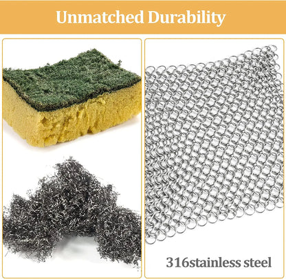 Leeseph Stainless Steel Cleaning Ring: Chainmail Scrubber Accessories for Kitchen, Reusable Washing Net Cleaning Tool for Home