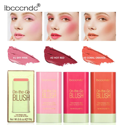 Waterproof Cream Blush Stick — High-Pigment Makeup Rouge for Brightening Skin Tone