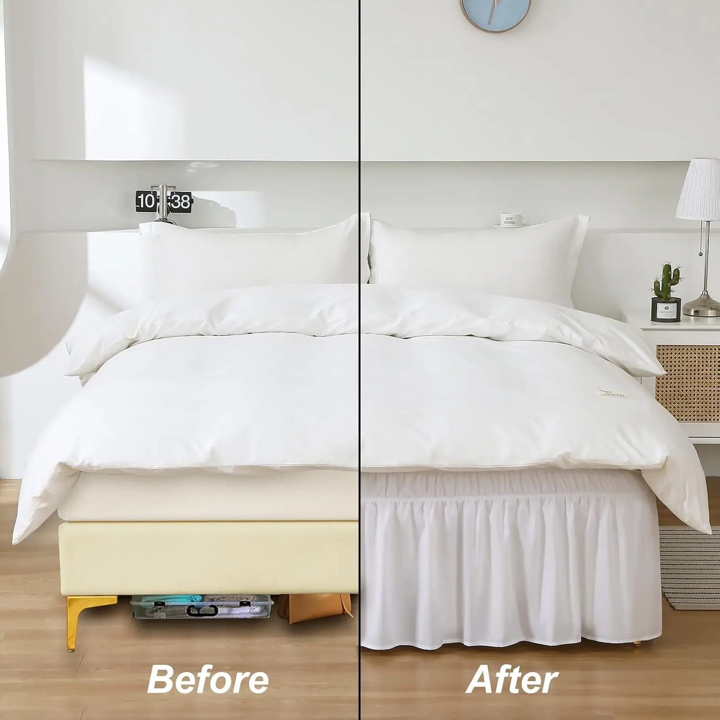 Ruffled Microfiber Bed Skirt – Wrinkle-Free Easy Care Bedding with Drop Length – White, Black & Grey Dorm Room Bed Skirt for Stylish Bedroom Decor