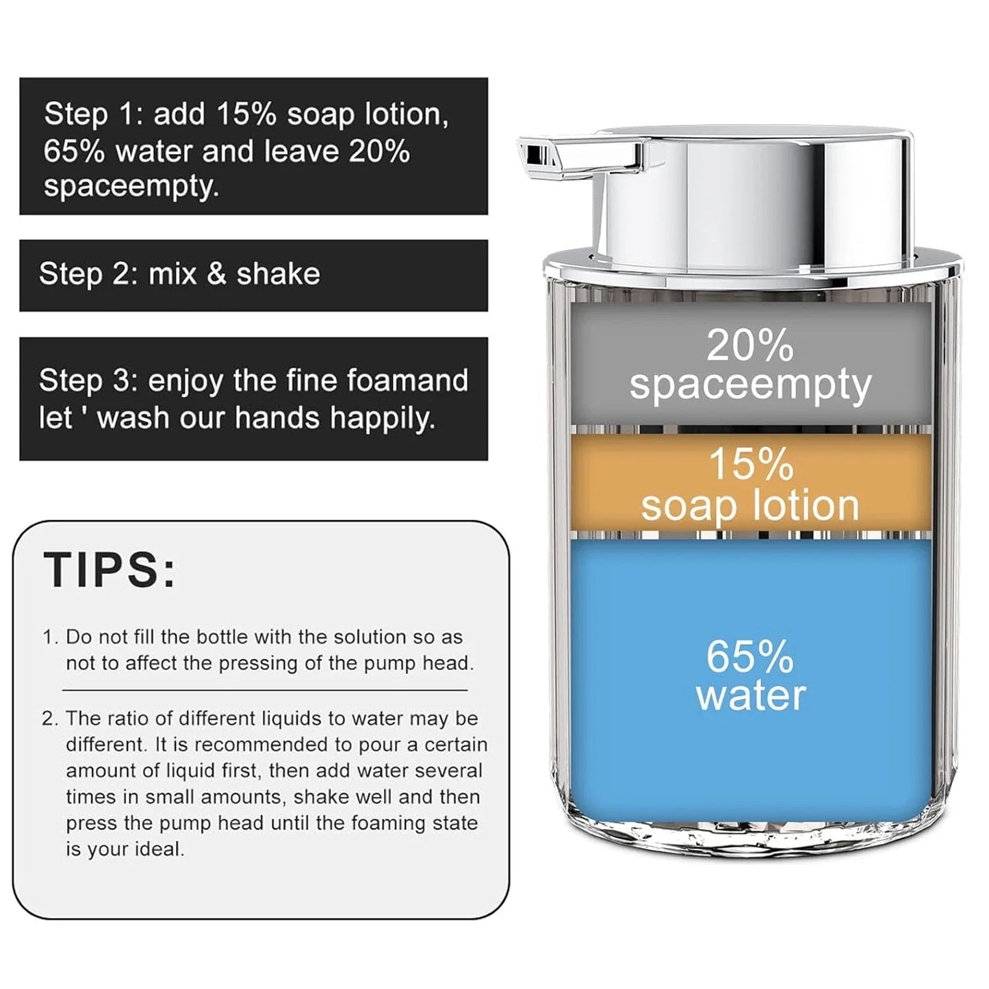 Push-Type Hands Foaming Soap Dispenser - Refillable Liquid Soap Mousse Bottle for Bathroom/Kitchen