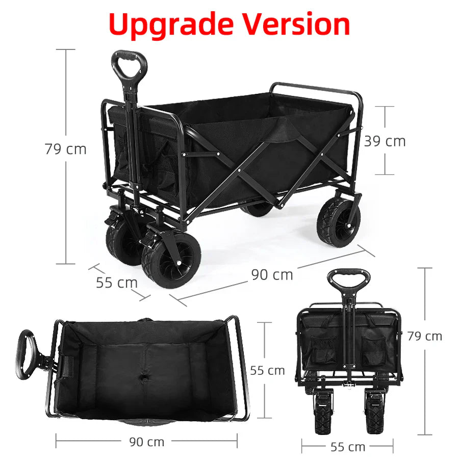 Heavy Duty Collapsible Folding Beach Wagon – Large-Capacity Portable Utility Cart for Garden & Camping