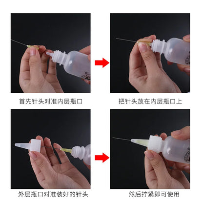 50ml Empty Plastic Precision Needle Bottle – Rosin Flux & 502 Glue Dispenser for Soldering, iPhone Repair & Electronics Tools
