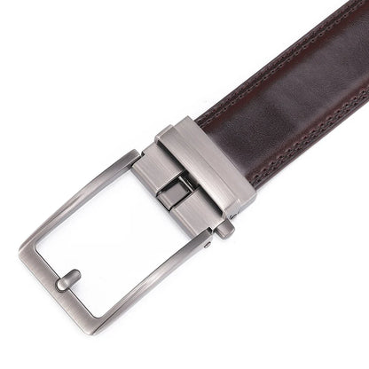 Men’s Luxury Leather Click Belt – Automatic Buckle Designer Waist Strap for Jeans (Blue, 3.5cm)