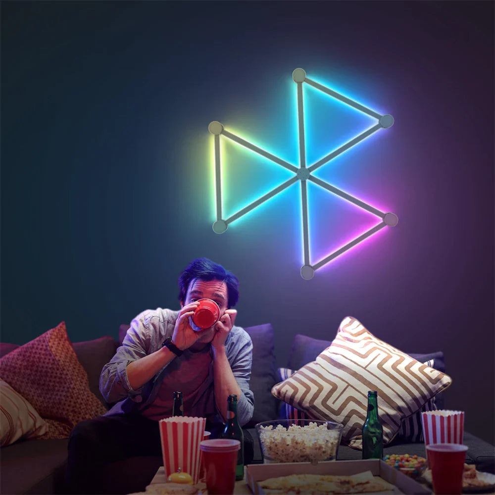 RGB Smart Wall Light - Splicing DIY Atmosphere Lamp, Voice-Controlled for Esports Room, Bedroom, & Bar Decoration