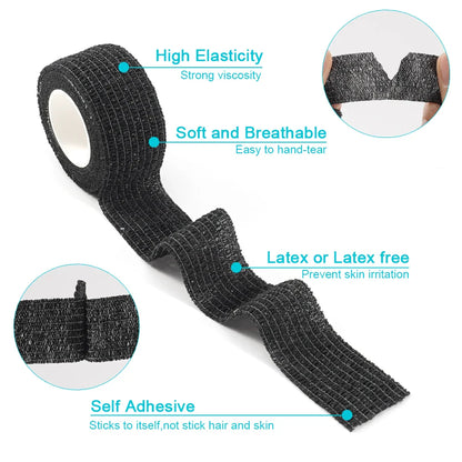 Self-Adhesive Athletic Wrap Tape: 10 Rolls Elastic Bandage for Sports Protection - Knee, Finger, Shoulder, Tattoo Accessories