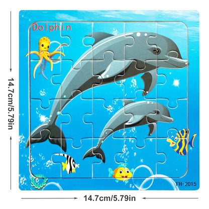 14.7cm Wooden Jigsaw Puzzle – Transportation & Marine Animal Educational Toy for Kids
