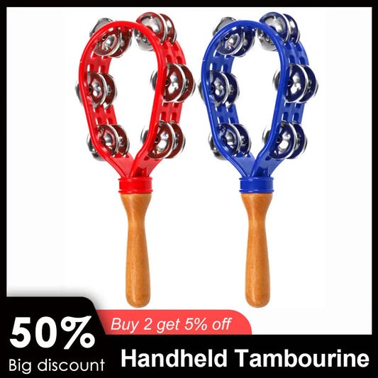 Handheld Wooden Tambourine – Safe, Rustproof & Waterproof Percussion Drum with Eco-Friendly Design