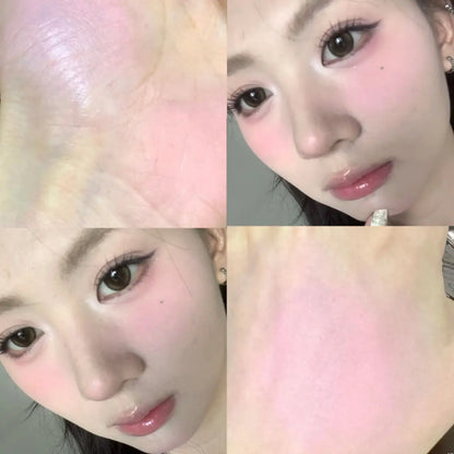Matte Liquid Blush Cream - Low Saturation Water Light Cheek Makeup with Large Sponge Brush for Natural Rouge Look