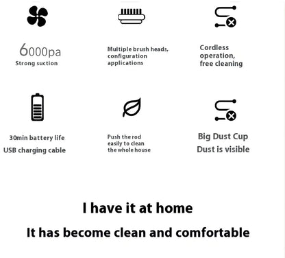 HOMEFISH Handheld Vacuum Cleaner - Portable Cordless Strong Suction Multi-Function Home & Car Cleaning Vacuum