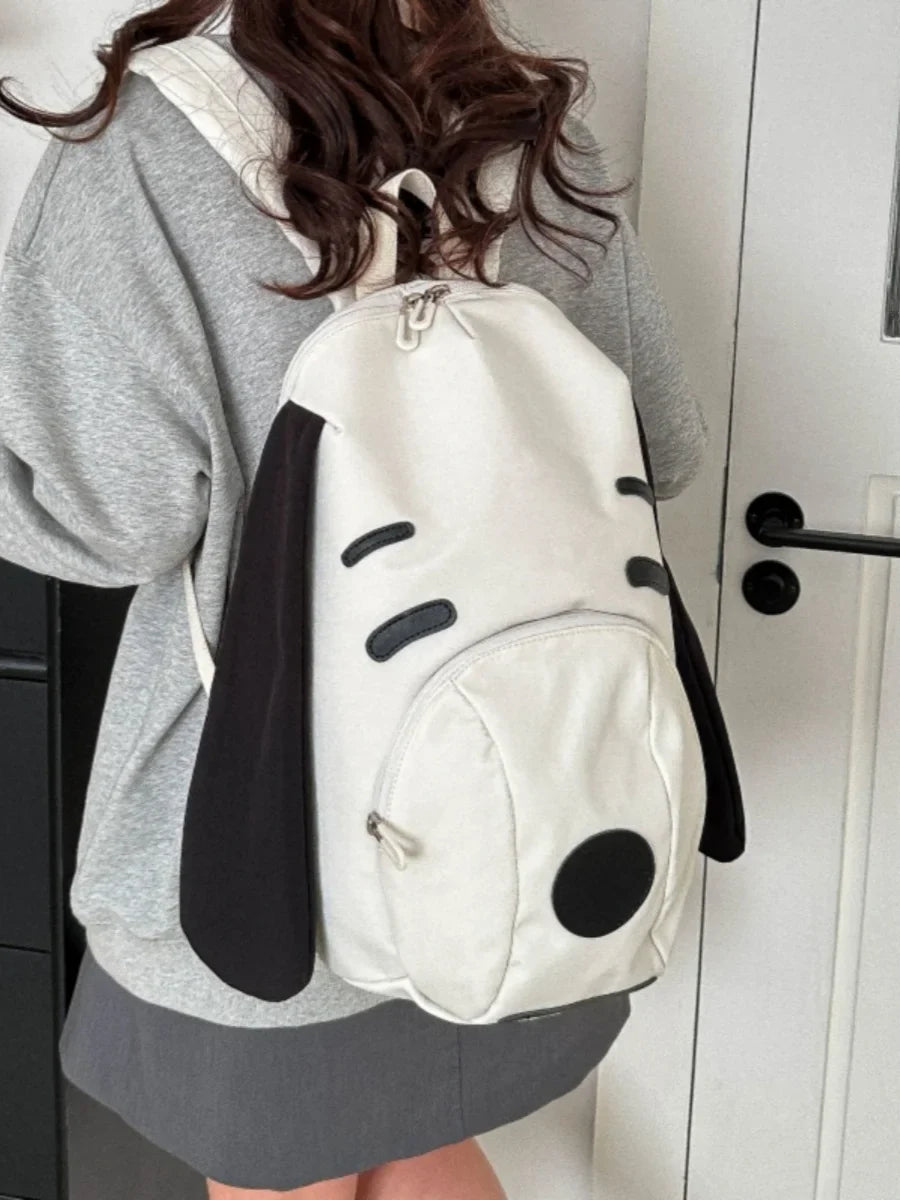 Cute Dog Canvas Backpack 2025 — Korean-Style Portable Student Travel Bookbag