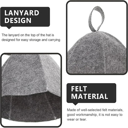 Felt Sauna Hat — Steam Cap for Men & Women, Home and Steam Room Sauna Accessory