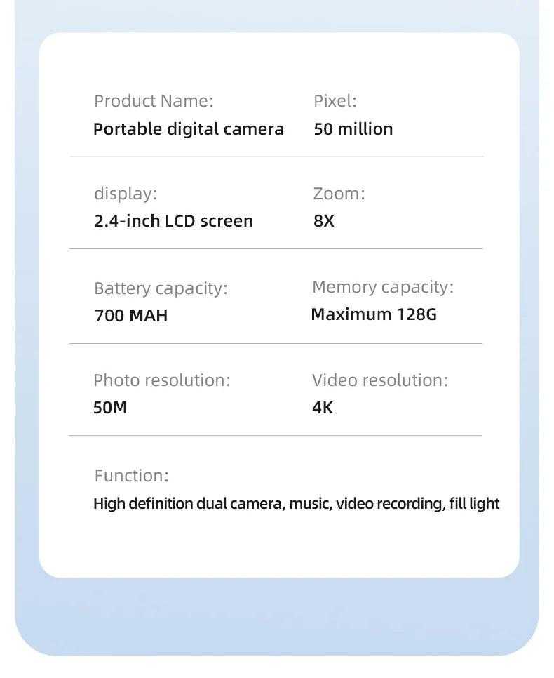 Xiaomi 4K Digital Camera – 50MP Autofocus Portable Retro Camera, CCD Travel & Student Camera
