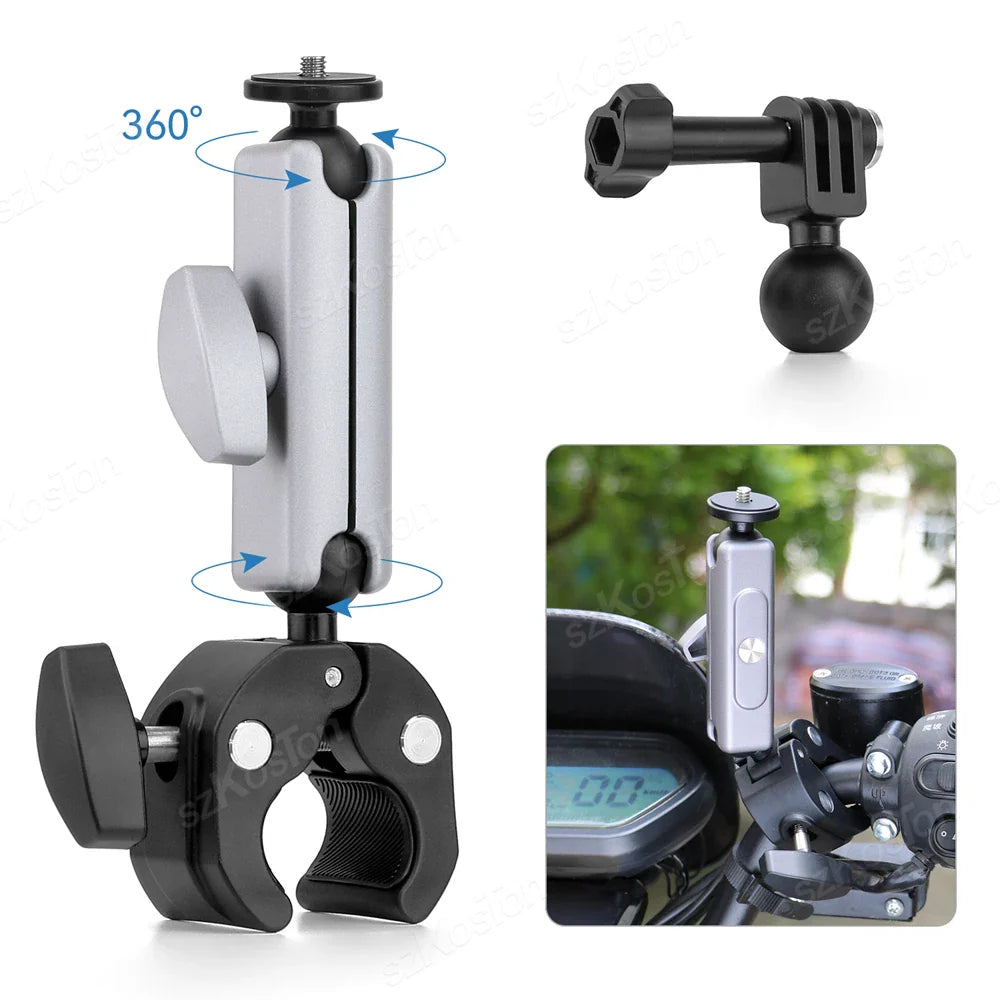 Selfie Stick Monopod Handlebar Mount – Compatible with Insta360 X4/X3/X2, GoPro 8-13 & DJI for Bicycle & Motorcycle