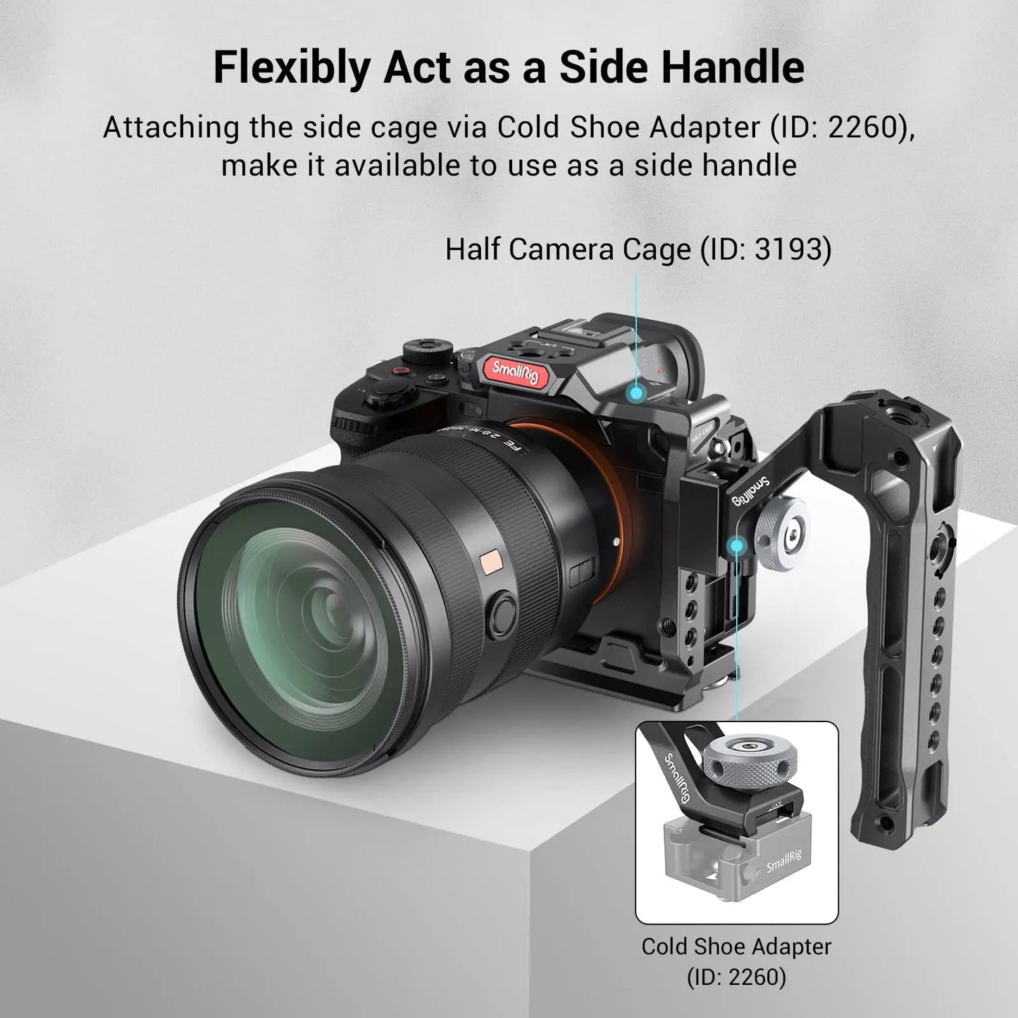 SmallRig NATO Top Handle Lite with Cold Shoe: Portable Camera Handle for Sony, Canon, Nikon - Compatible with Camera Cage 3766