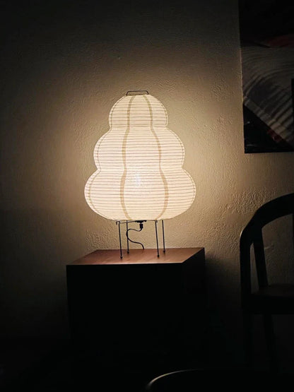 Japanese Style LED Rice Paper Desk Lamp – Tricolor Dimming Home Art Decoration for Living Room, Hotel, Bedroom & Bedside Night Light
