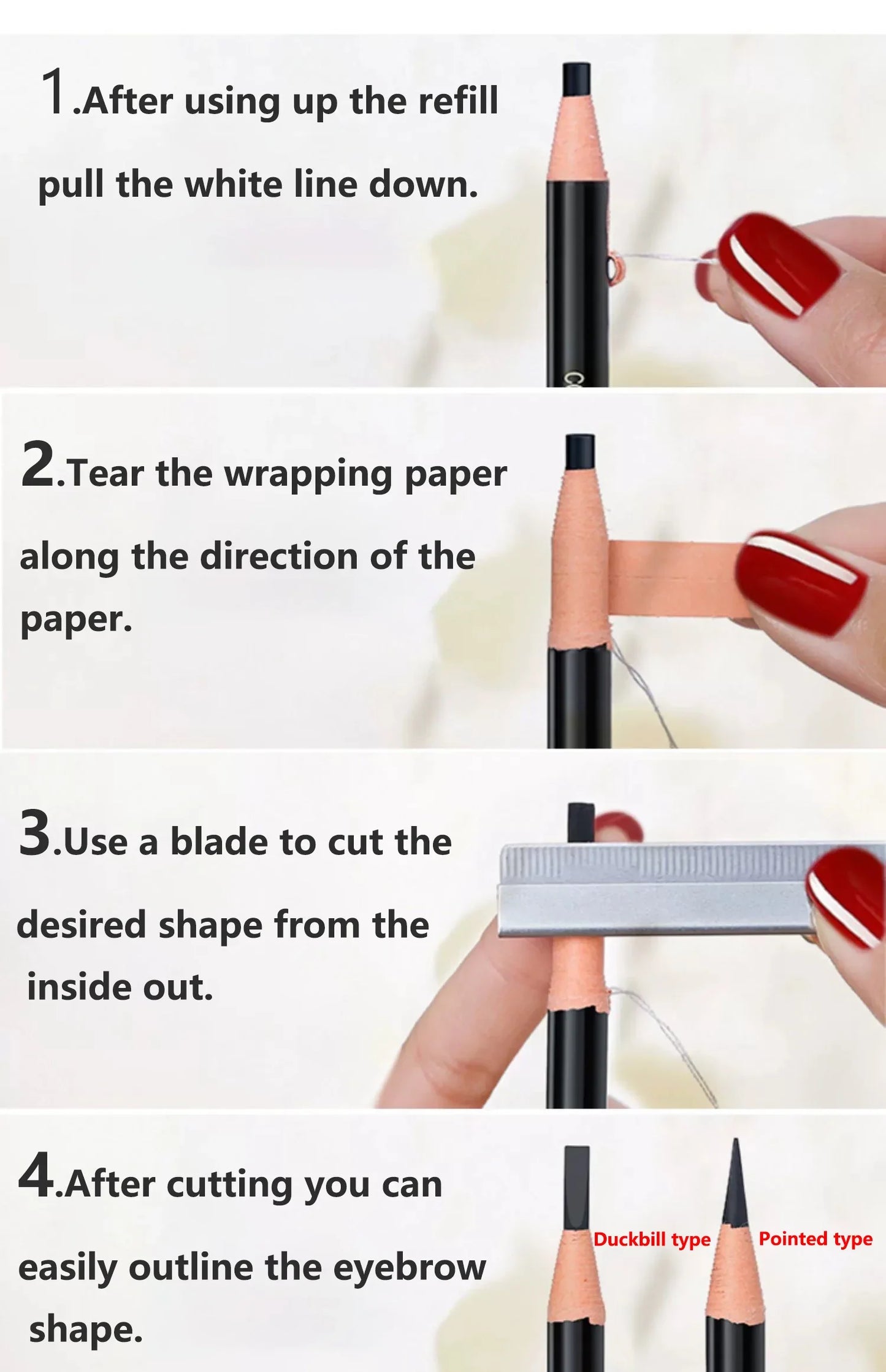Tear-Off Pull Line Eyebrow Pencil – No Sharpening, Natural Color, Sweat & Smudge Proof Eyebrow Pencil