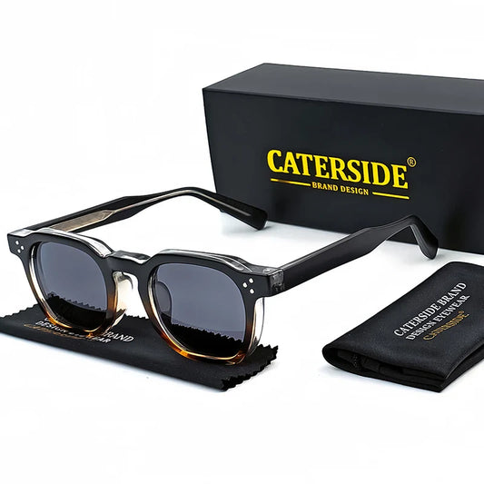 CATERSIDE Retro Punk Square Sunglasses – 2-Piece Fashion Set for Men & Women, Party & Festival Gift Glasses