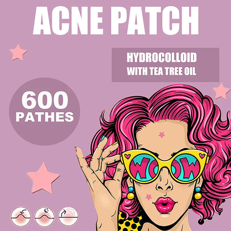 300/600/1200pcs Star Pimple Patches – Colorful Invisible Acne Spot Stickers for Skin Care and Face Concealer