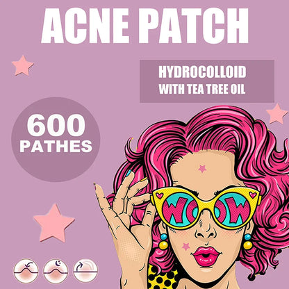 300/600/1200pcs Star Pimple Patches – Colorful Invisible Acne Spot Stickers for Skin Care and Face Concealer