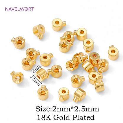 18K Gold Plated Round Crimp Beads — Brass Jewelry Making Supplies for DIY Bracelets & Accessories